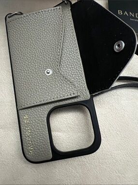 Bandolier Taupe Leather Card Pocket iPhone 13 Case